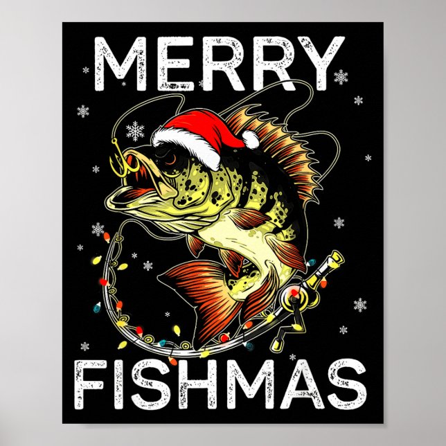 Póster Merry Fishmas Santa Fishing Lovers Funny Fisherman (Frente)