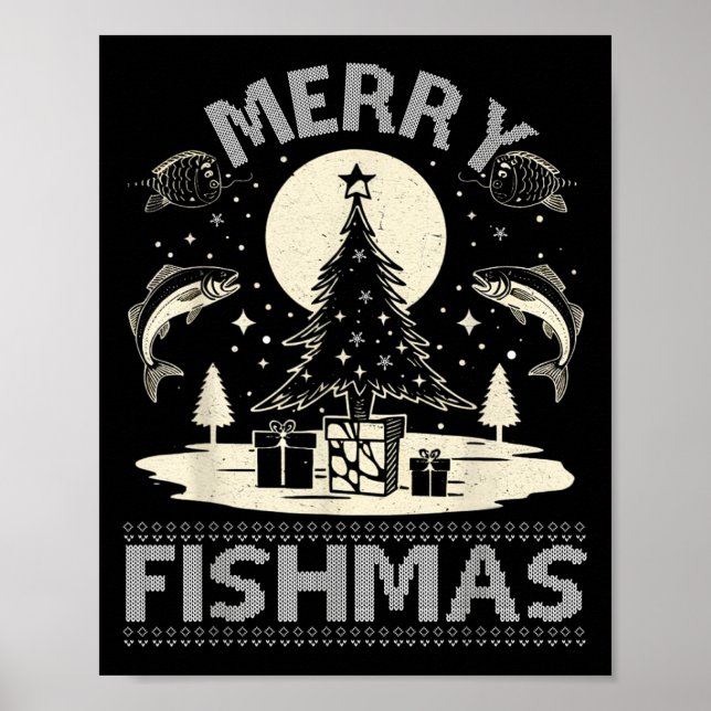 Póster Merry Fishmas Ugly Xmas Sweater - Funny Navidades (Frente)