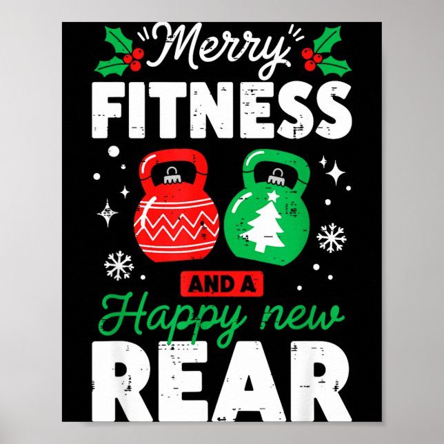 Póster Merry Fitmas And A Happy New Rear Christmas Fitnes (Frente)
