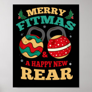 Póster Merry Fitmas And A Happy New Rear Gym Fitness