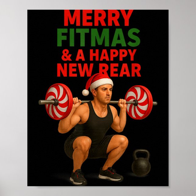 Póster Merry Fitmas Christmas &amp; A Happy New Rear Year (Frente)