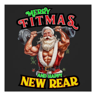 Póster Merry Fitmas y una feliz nueva trasera