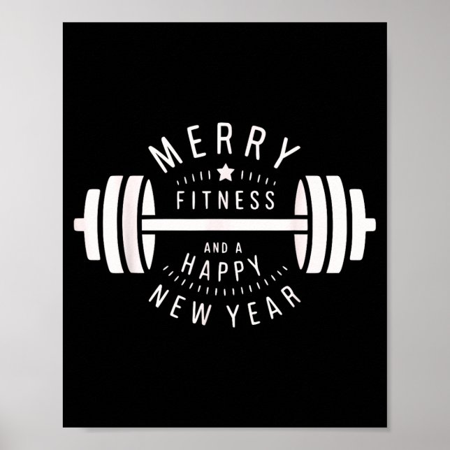 Póster Merry Fitness And A Happy New Rear Funny Gym  (Frente)