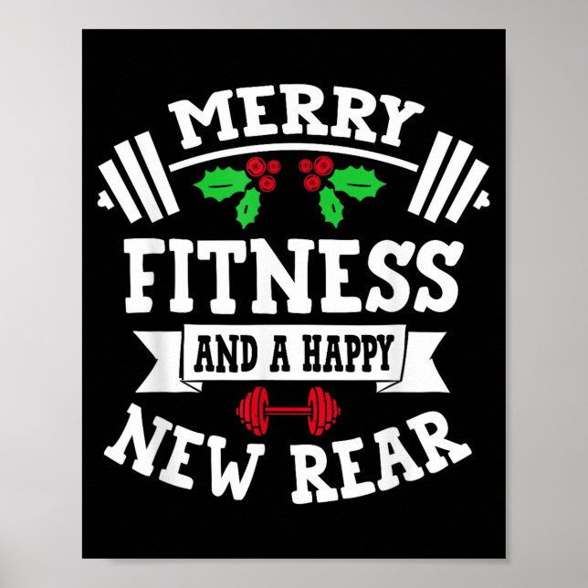 Póster Merry Fitness And A Happy New Rear Funny Holidays  (Frente)