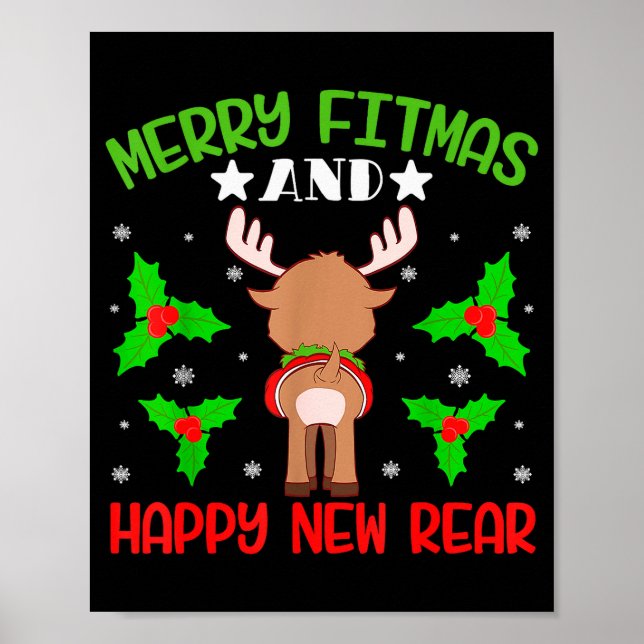 Póster Merry Fitness Happy New Rear Workout Christmas  (Frente)
