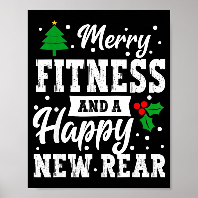 Póster Merry Fitness Happy New Rear Workout Christmas Gym (Frente)
