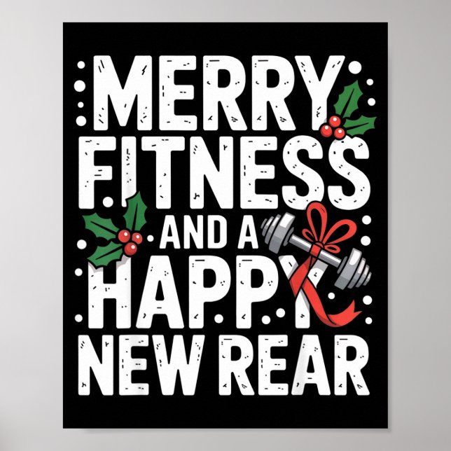 Póster Merry Fitness Happy New Rear Workout Fitmas Christ (Frente)