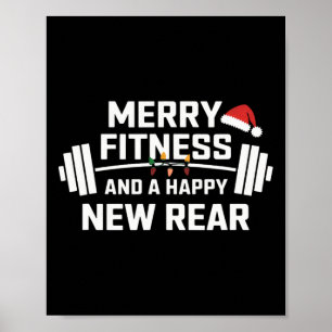 Póster Merry Fitness Y Feliz Nuevo Gimnasio Trasero Funny