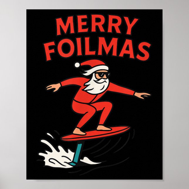 Póster Merry Foilmas Santa Claus Hydrofoiling Christmas D (Frente)