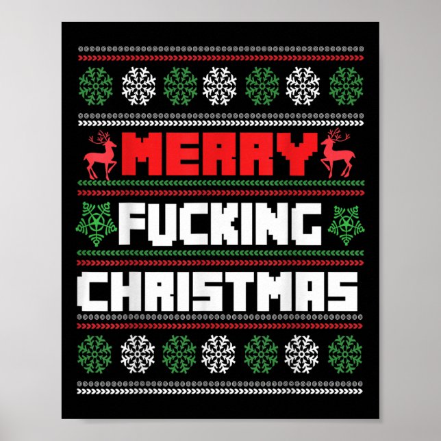 Póster Merry Foring Christmas Funny Raunchy Curse Word Ho (Frente)