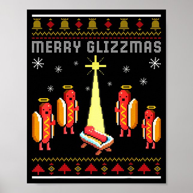 Póster Merry Glizzmas Hot Dog Funny Ugly Christmas Sweate (Frente)