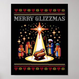 Póster Merry Glizzmas Tacky Gracioso Feliz Navidad Perro