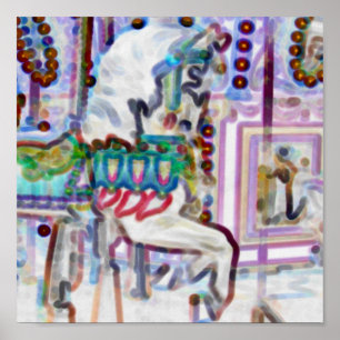 Póster Merry-Go-Round Horse Digital Art