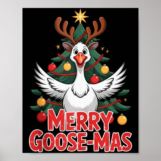 Póster Merry Goose-mas Reindeer Antlers Funny Christmas G (Frente)