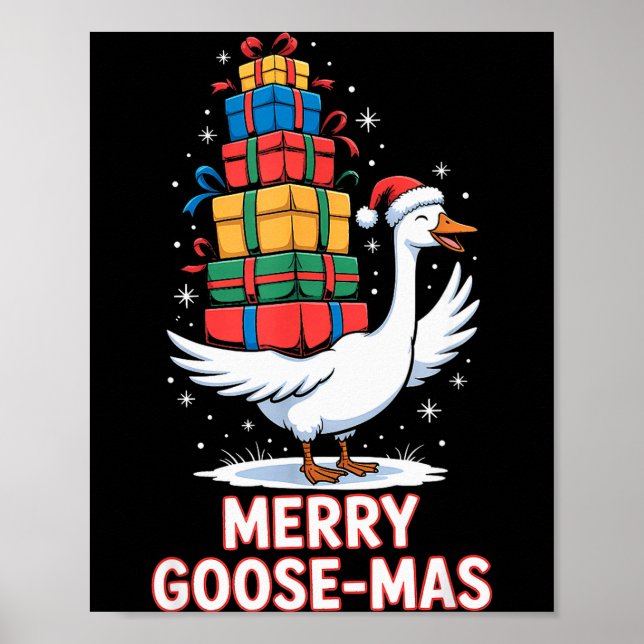 Póster Merry Goose-mas With Xmas Funny Christmas Goose  (Frente)
