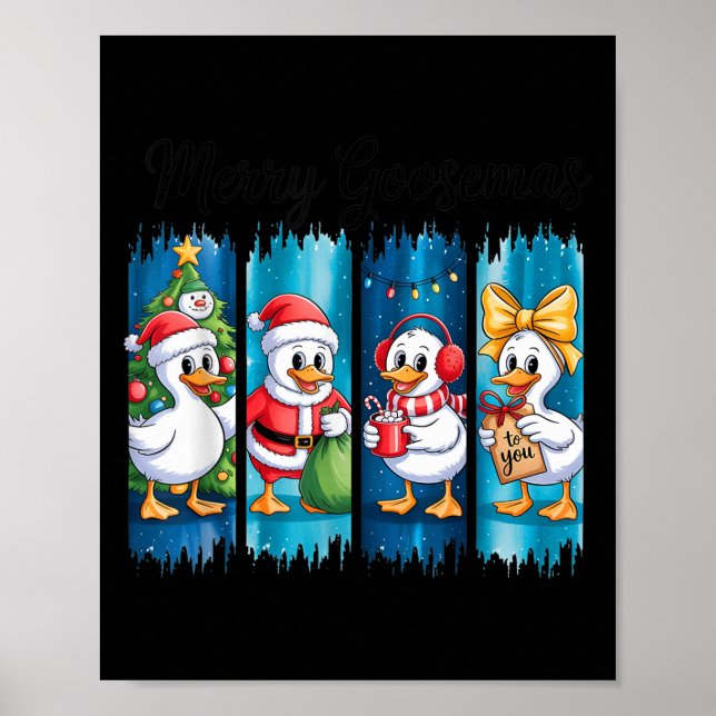 Póster Merry Goosemas Christmas Cheer Festive Ducks  (Frente)