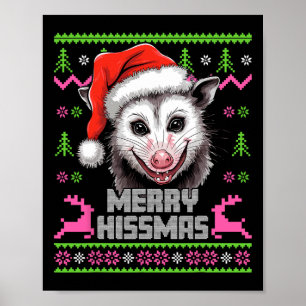Póster Merry Hissmas Opossum Possum Lover Navidades feos