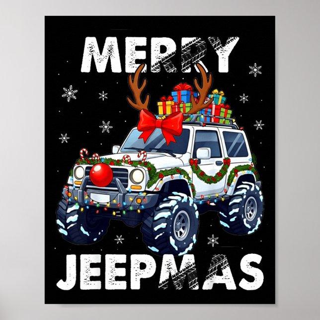 Póster Merry Jeepmas Ugly Light Reindeer Christmas  (Frente)