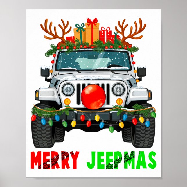 Póster Merry Jeepmas Ugly Light Reindeer Christmas  (Frente)