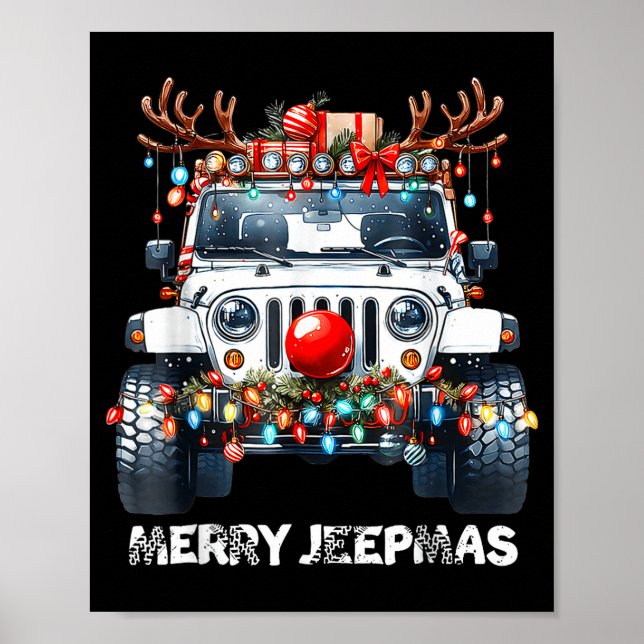 Póster Merry Jeepmas Ugly Light Reindeer Christmas  (Frente)