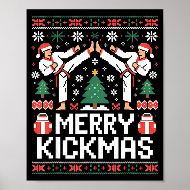 Póster Merry Kickmas Karate Jiu Jitsu Ugly Christmas Desi (Frente)