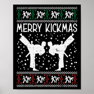 Póster Merry Kickmas Navidades feos Karate Jiu Jitsu Mart