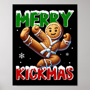 Póster Merry Kickmas Taekwondo Karate Gingerbread Mar