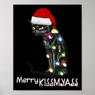 Póster Merry Kissmy Fun Cat Navidades Luces 3