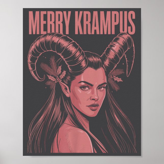 Póster Merry Krampus Ironic Lilith Christmas Dark Feminin (Frente)