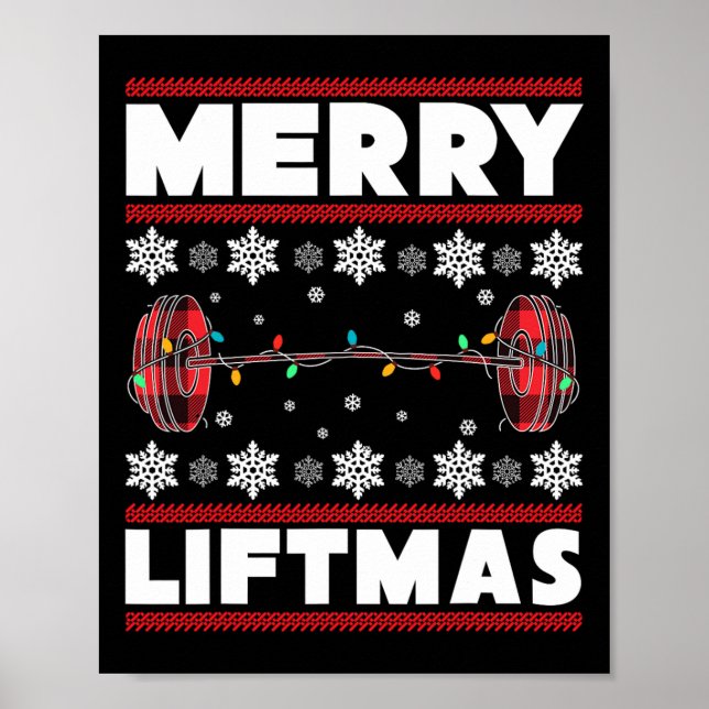 Póster Merry Liftmas Fun Christmas Gym Workout Fitness Gi (Frente)