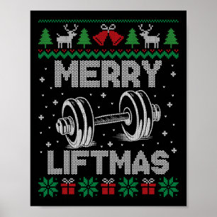 Póster Merry Liftmas Funny Navidades Gym Workout Fitness