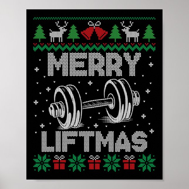 Póster Merry Liftmas Funny Navidades Gym Workout Fitness (Frente)