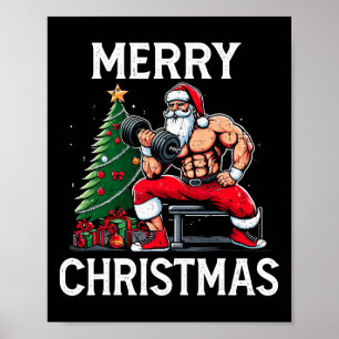 Póster Merry Liftmas Funny Santa Xmas Gym Bodybuilding Ch
