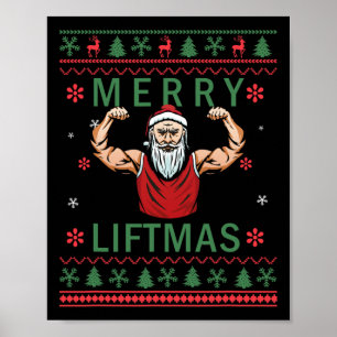 Póster Merry Liftmas - Navidades Bodybuilder Gym Workout