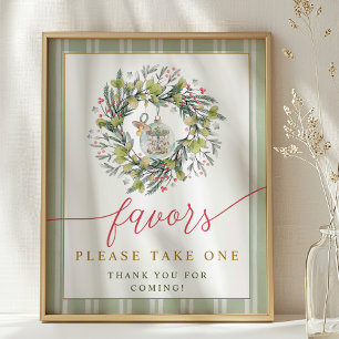 Póster Merry Little Baby Shower Favor Table Rótulo