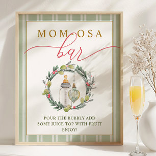 Póster Merry Little Baby Shower Mom-osa Bar Rótulo