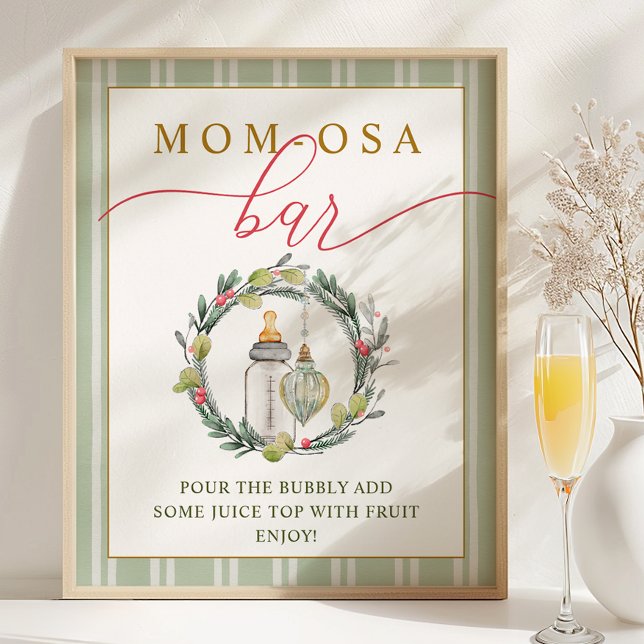 Póster Merry Little Baby Shower Mom-osa Bar Rótulo (Mom-osa Bar Sign)