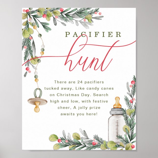 Póster Merry Little Baby Shower Pacifier Hunt Rótulo (Frente)