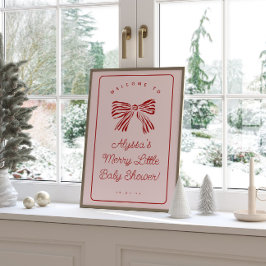 Póster Merry Little Baby Shower Welcome Sign with Bow