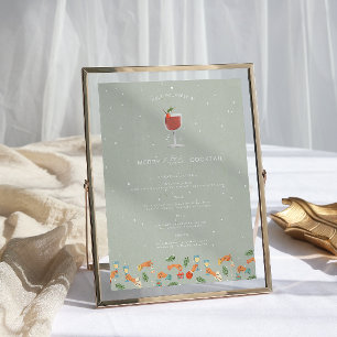 Póster Merry Little Cocktail Bebida de Navidades retro