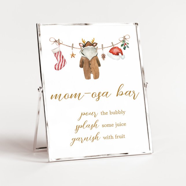 Póster Merry Little Navidades Ropa Mom Osa Bar (Merry Little Clothes Baby Shower Mom Osa Bar Sign)