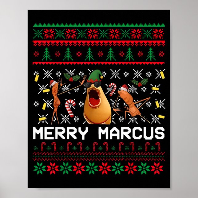 Póster Merry Marcus Ugly Christmas Sweater Funny The Worm (Frente)