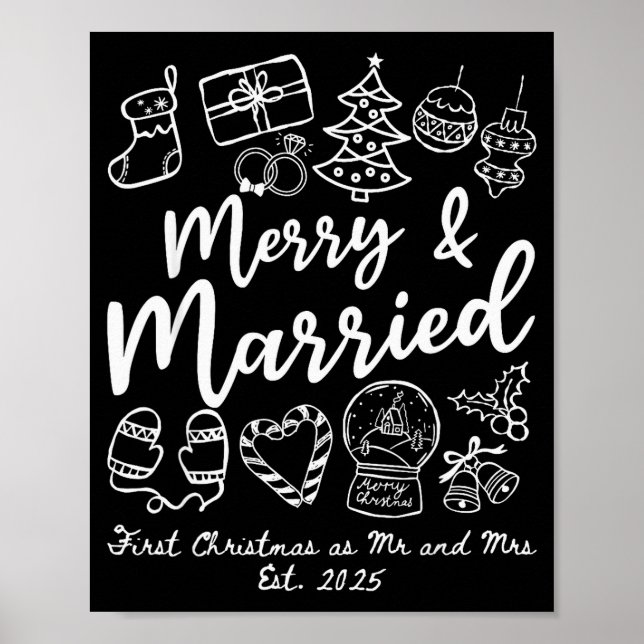 Póster Merry Married First Christmas As Mr And Mrs 2025 N (Frente)