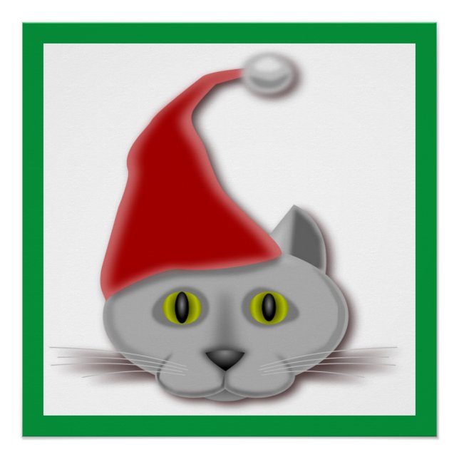 PÓSTER "MERRY NAVIDAD" SANTA CAT (Anverso)