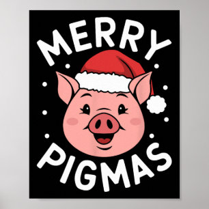 Póster Merry Pigmas Graciosos Navidades de Cerdo Santa Pi