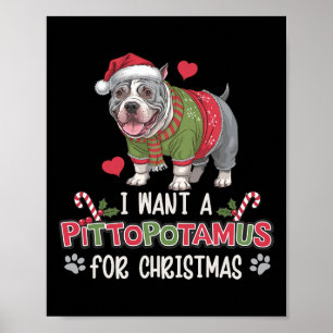 Póster Merry Pitmas Pitbull Perro Me Encanta Mi Pittopota