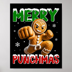 Póster Merry Punchmas Taekwondo Karate Gingerbread Mamáes