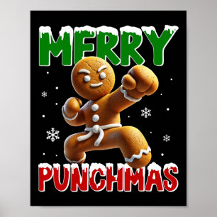 Póster Merry Punchmas Taekwondo Karate Gingerbread Mamáes