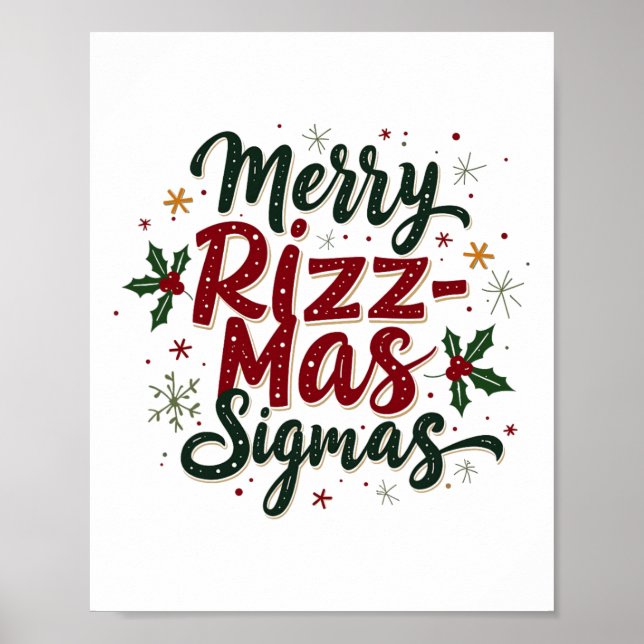 Póster Merry Rizz Mas Sigmas Funny Gen Alpha Xmas Santa C (Frente)