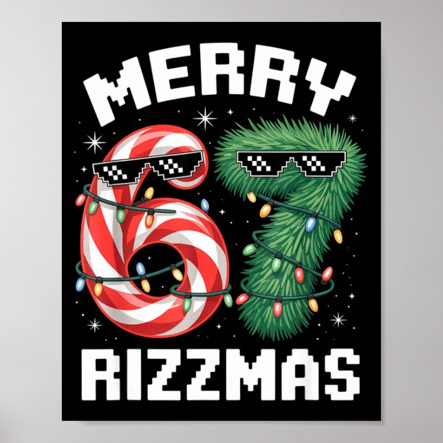 Póster Merry Rizzmas 67 Candy Cane Tree Sungles Funny  (Frente)